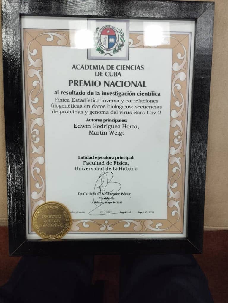 Read more about the article Price of the Academy of Sciences of Cuba for his thesis work